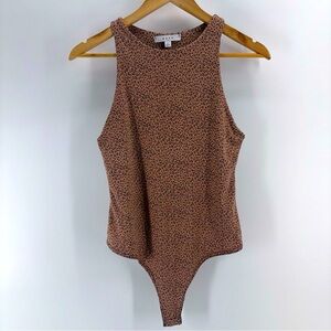 Gaze Bodysuit Size M French Cut Brown Black Womens Animal Print 2 Snap Closure